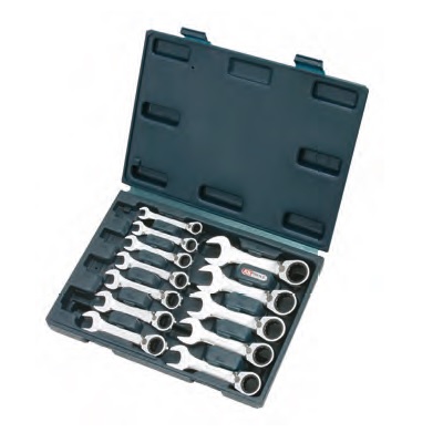 GEAR + MINI REV COMB SPANNNER SET, 12PCS