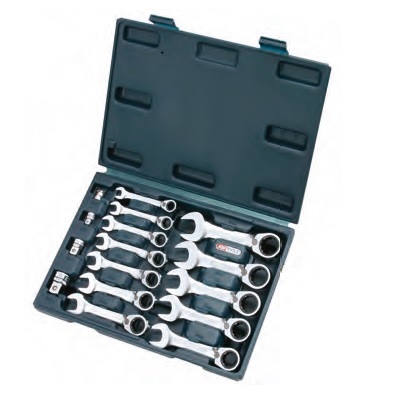 GEAR + MINI REV COMB SPANNNER SET, 16PCS