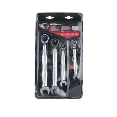 GEAR + REV COMB SPANNER SET, 4PCS, 10-19MM