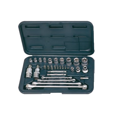 TX SOCKET SET, 31PCS, 1/4" + 1/2" + 3/8