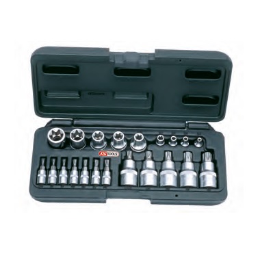 TX SOCKET SET, 21PCS, 1/4" + 1/2