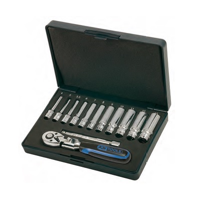 CHROME + SOCKET SET DEEP, 13PCS, 1/4