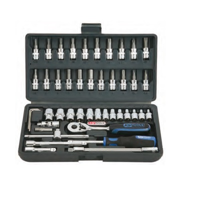 CHROME + SOCKET SET, 46PCS, 1/4