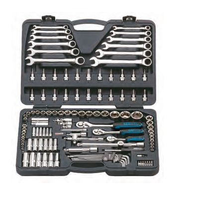 CHROME + SOCKET SET, 124PCS, /4" + 1/2" + 3/8