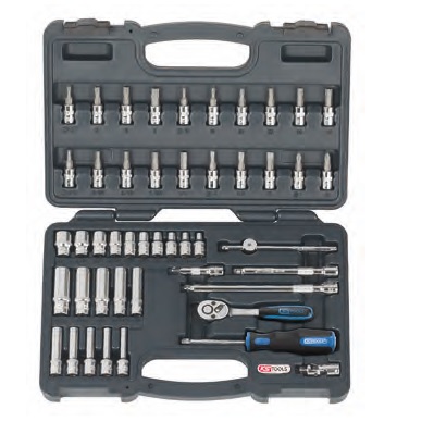 CHROME + SOCKET SET, 47PCS, 1/4