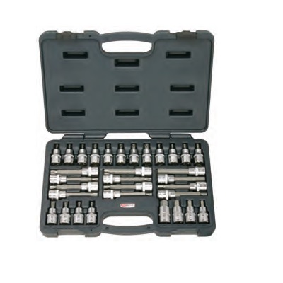 CHROME + BIT SOCKET SET, 32PCS, 1/2