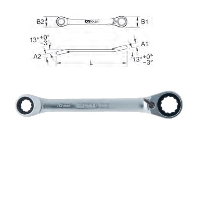 GEAR + REV DBL RING SPANNER, 8X9MM