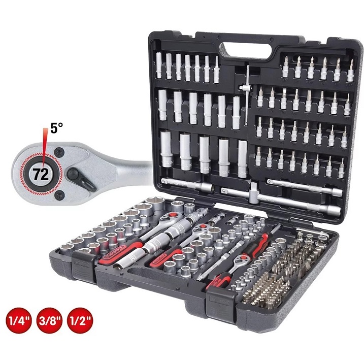 1/4" + 3/8" + 1/2" Socket set, 195 pcs