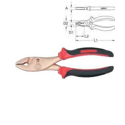 BERYLLIUM + COMBINATION PLIERS, ADJUSTABLE 200 MM