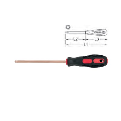 BERYLLIUM + SCREWDRIVER FOR HEXAGON SCREWS WITH BALL END 3X100MM