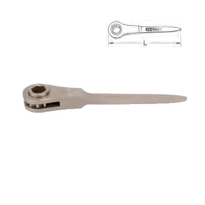 BRONZE + CONSTRUCTION RATCHET, HEXAGONAL, WITH "RAT-TAIL" HANDLE 17 MM